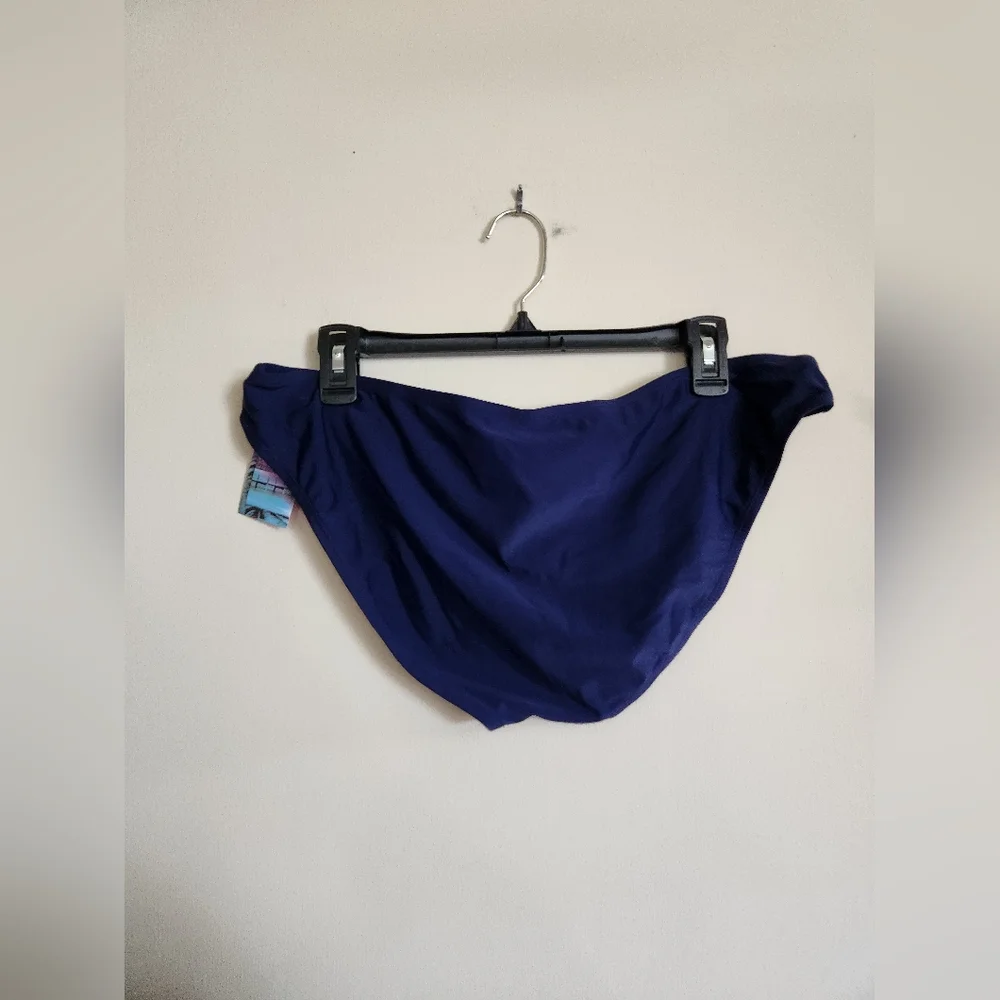 Breaking Waves Womens Plus Size Bikini Swim Bottoms Navy Blue XXL NWT